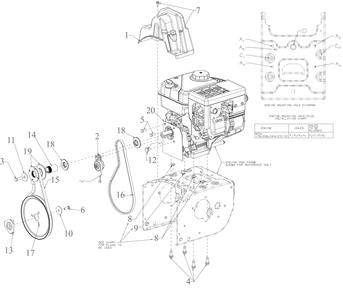 Engine Drive 1 Diagram and Parts List for 2X24-INCH (31AM6BVRB10)(2023) Cub Cadet Snow Blower
